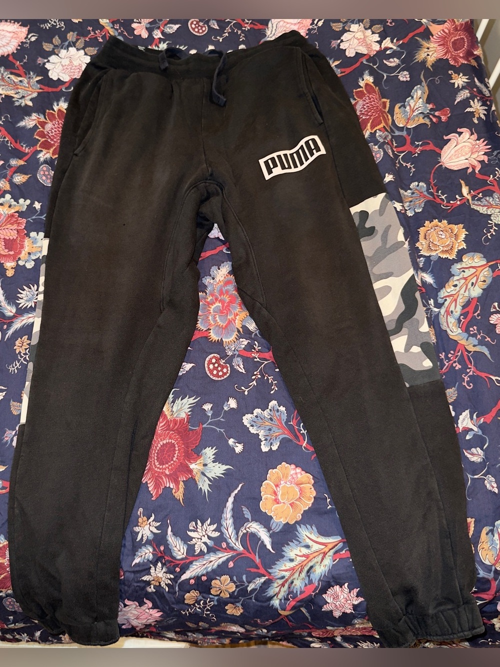 Puma Black Joggers with Gray Camo Side Panel